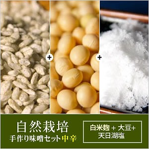 自然栽培 手作り味噌セット(中辛) 白米麹6kg〈容器なし〉(キャンセル不可)